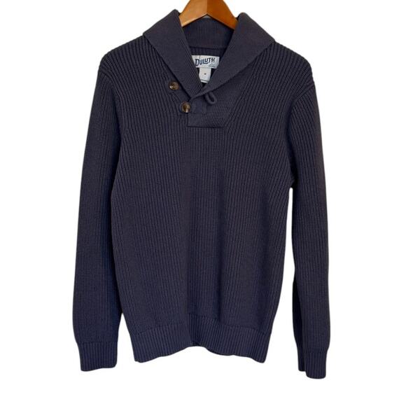 Duluth Trading Co Sweater Men‎ Medium Blue Shawl Collar Wool Blend Cabincore - Picture 1 of 8